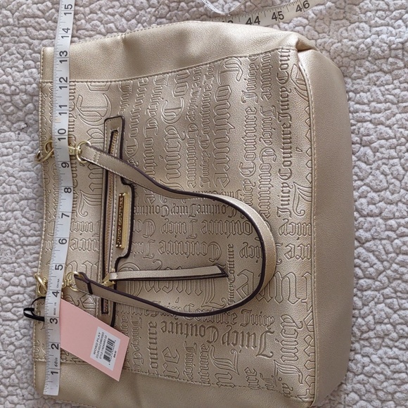 NWT Juicy Couture Word Play Gold Embossed Metallic Tote Bag - Picture 5 of 16